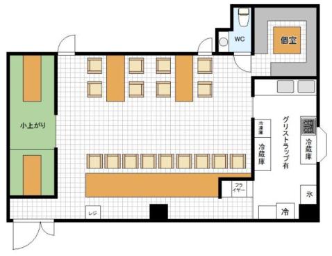 【阿倍野元町飲食居抜き店舗】の間取り図