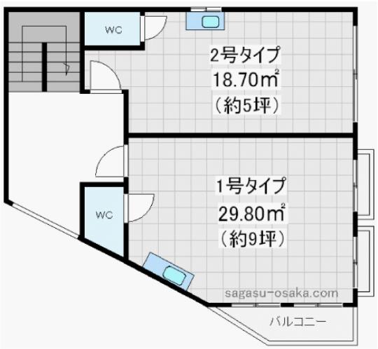 【一守北川ビル3階店舗事務所】の間取り図