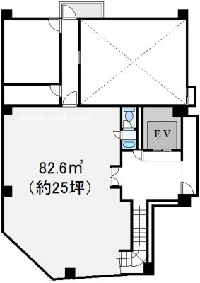 【上本町駅　ワンフロアー地下１階店舗】の間取り図