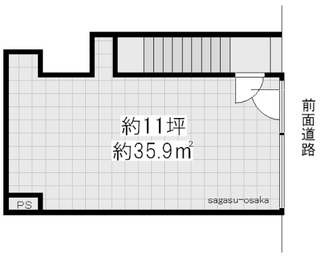 【千日前通沿い一階店舗】の間取り図