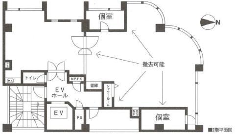 【２階ワンフロア貸し店舗】の間取り図