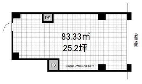 【千日前通り　一階飲食可能貸し店舗】の間取り図