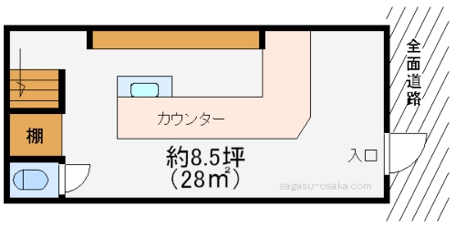 【西田辺　1階居抜き店舗】の間取り図