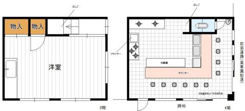 【美章園街道沿い　一階居抜き店舗】の間取り図